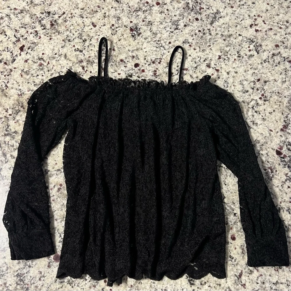 NWT, Anthropologie, Eri + Ali, Black, Lace, Off-Shoulder, Blouse Top‎ | Womens M